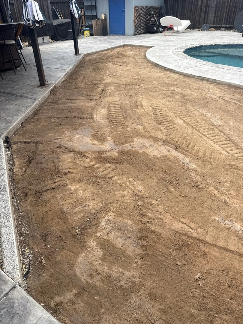 Excavating the old grass area